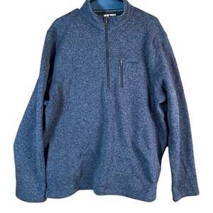 Woolrich Mens Sweater Heathered Blue Black 1/4 Zip Long Sleeve Fleece XXL
